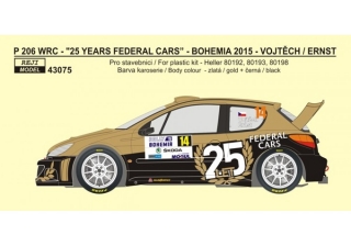 Decal 1/43 Reji Model - Peugeot 206 WRC „25 years Federal Cars" - Rally Bohemia 