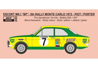 Decal 1/24 Reji model - Decal – Ford Escort Mk.I - Rally Monte Carlo 1972/ Piot