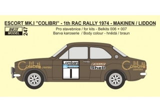 Decal 1/24 Reji model - Decal – Ford Escort Mk.I - RAC Rally 1974/ T. Makinen