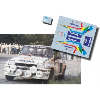 Decal 1/43 Jesús Puras - Renault 5 Turbo - Rally Cales de Palafugrel 1986