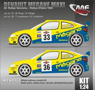 Kit 1/24 MF Zone - Renault Megane Maxi - Rally San Remo 1998