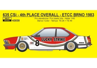 Decal 1/43 Reji Model - BMW 635 CSi „LUCKY STRIKE“ - ETCC – GP Brno 1983