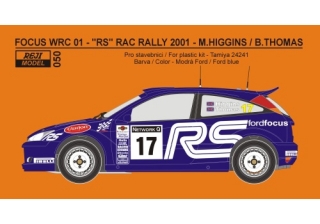 Decal 1/24 Reji model - Ford Focus WRC 01 RAC rally 2001 – M. Higgins