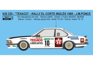 Decal 1/24 Reji model - BMW 635 CSi - Rally El Corte Ingles 1985 - Pons