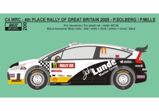 Decal 1/24 Reji model - Citroen C4 WRC - Rally GB 2009 - Solberg P.