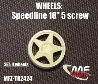 Transkit 1/24 MF Zone - Speedline wheels 18"  5 spoke 5 screw (4 piece)