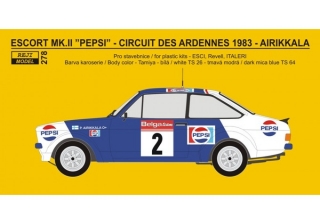 Decal 1/24 - Ford Escort RS 1800 „PEPSI“ - Circuit des Ardennes - Airikkala