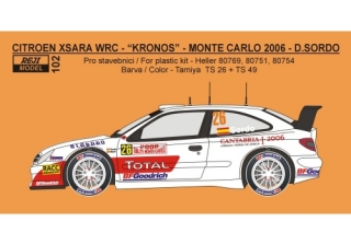 Decal 1/24 Reji model - Citroen Xsara WRC „Kronos“ Monte Carlo / Sweden 2006