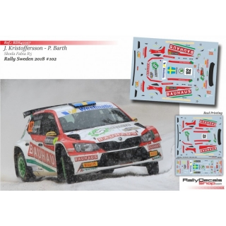 Decal 1/43 - Johan Kristoffersson - Skoda Fabia R5 - Rally Sweden 2018