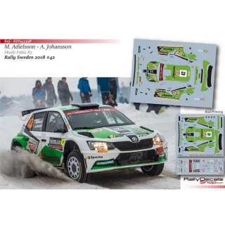 Decal 1/43 - Mattias Adielsson - Skoda Fabia R5 - Rally Sweden 2018