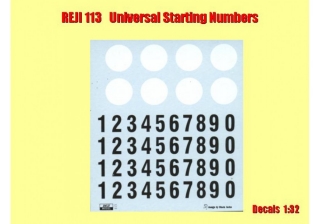 Decal 1/32 Reji model - starting numbers - oldies black with white round plate