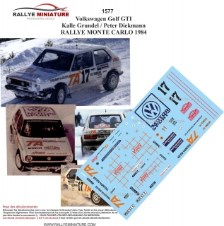 Decals 1/43  Volkswagen Golf GTI - Rally Monte Carlo 1984/ Grundel, Diekmann