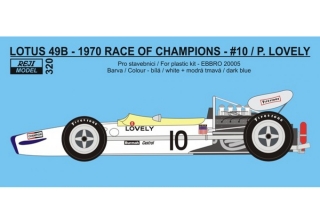 Decal 1/20 Reji model - Lotus 49B - 1970 Race Of Champions / Brands Hatch