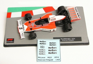 Decals "MARLBORO" - McLaren M23 1974/ Emerson Fittipaldi