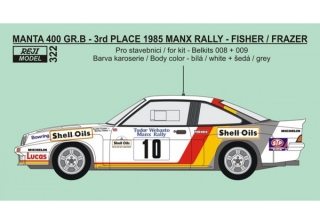 Decal 1/24 - Opel Manta 400 Gr.B - 1985 Manx Rally 3rd place - Fisher / Frazer