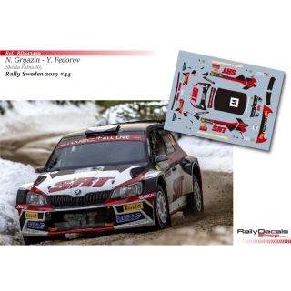 Decal 1/43 - Nikolay Gryazin - Skoda Fabia R5 - Rally Sweden 2019