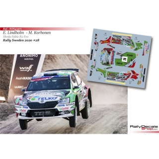 Decal 1/43 - Emil Lindholm - Skoda Fabia R5 Evo - Rally Sweden 2020