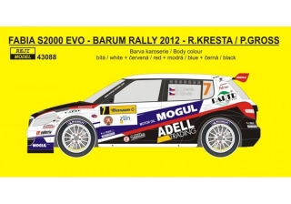 Decal 1/43 Reji Model - Fabia S2000 EVO - Barum Rally 2012 - Kresta / Gross