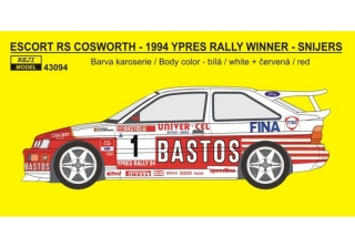 Decal 1/43 Reji Model - Escort RS Cosworth - Bastos rally team - Ypres / Barum 