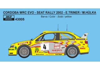 Decal 1/43 Reji Model -Seat Cordoba Evo 2 Czech rallychampionship 2002 – Triner 