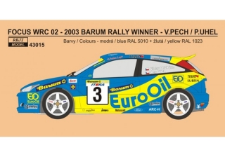 Decal 1/43 Reji Model - Ford Focus WRC 02 EURO OIL Rally team 2003/ Pech