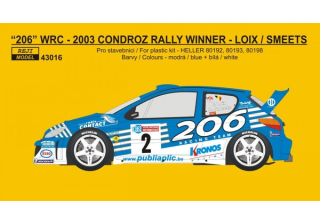 Decal 1/43 Reji Model - Peugeot 206 WRC „Bastos“ – B.Thiry/ Loix Condroz 2003