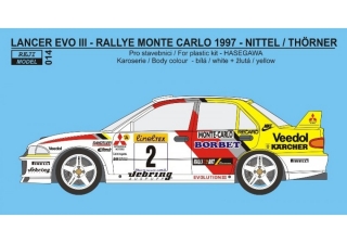 Decal 1/24 Reji model - Mitsubishi Lancer Evo III – Monte Carlo 1997 - Nittel