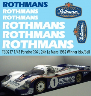Decals "Rothmans" PORSCHE 956 L24H LE MANS 1982 WINNER ICKX/BELL