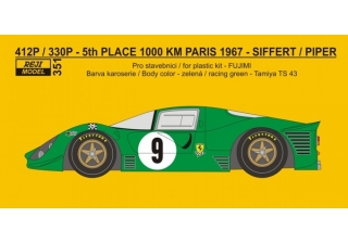 Decal 1/24 - Ferrari 412P ( 330P ) - 1967 1000 km Paris - Siffert / Piper