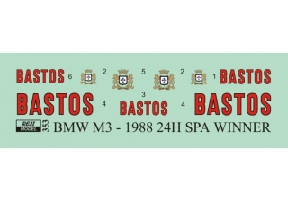 Decal 1/24 - BMW M3 - Winner 1988 Spa 24 Hours - Bastos missing logos