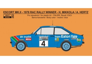 Decal 1/24 -Ford Escort RS 1800 „Eaton“ - 1978 RAC Rally winner - # 4 - Mikkola 