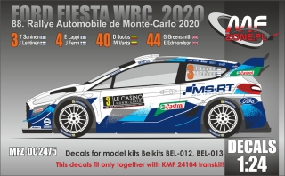 Decal 1/24 MF Zone - Ford Fiesta WRC 2020 - 88. Rallye Monte Carlo 2020