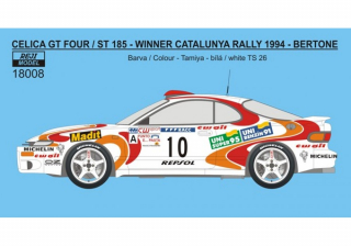 Decal 1/18 Reji Model - Toyota Celica ST 185 - Rally Catalunya 1994 – E.Bertone 