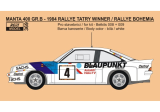 Decal 1/24 - Opel Manta 400 Gr.B - 1986 Rallye Tatry winner - Petersen