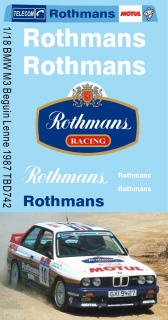 Decals 1/18 "ROTHMANS" - BMW M3 Beguin TOUR DE CORSE 1987