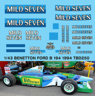 Decals - Benetton Ford B194 1994 "Mild seven"