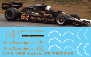 Decals "JPS" Lotus 78 John Player Special 