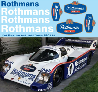 Decals 1/18 "ROTHMANS" - Porsche 962 1985/1985
