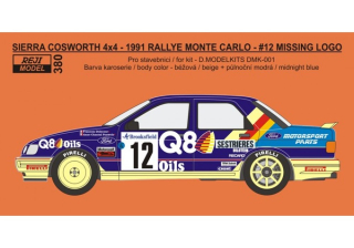 Decal 1/24 - Ford Sierra Cosworth 4x4 - 1991 Rallye Monte Carlo #12-missing logo