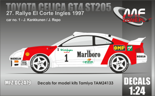 Decal 1/24 MF Zone - Toyota Celica GT4/ Kankkunen –21. Rallye El Corte Ingles 97