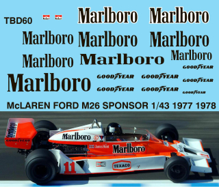 Decals "MARLBORO" - MCLAREN FORD M26 1977 1978