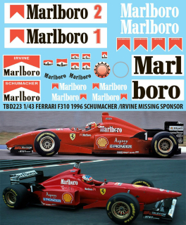 Decals "MARLBORO" - FERRARI F310 1996 SCHUMACHER IRVINE