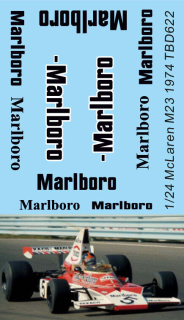 Decals "MARLBORO" - McLaren M23 1974 Emerson Fittipaldi