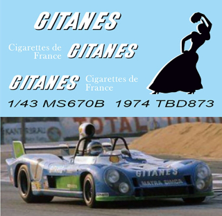 Decals "GITANES" - Matra MS670B 1974