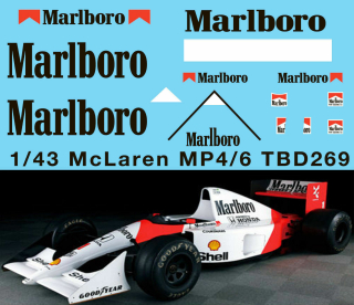 Decals "MARLBORO" - McLaren Honda MP4/6 Ayrton Senna G.Berger 1991