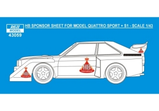 Decal 1/43 Reji Model - sponsor logo "HB" - Audi Quattro Sport S1